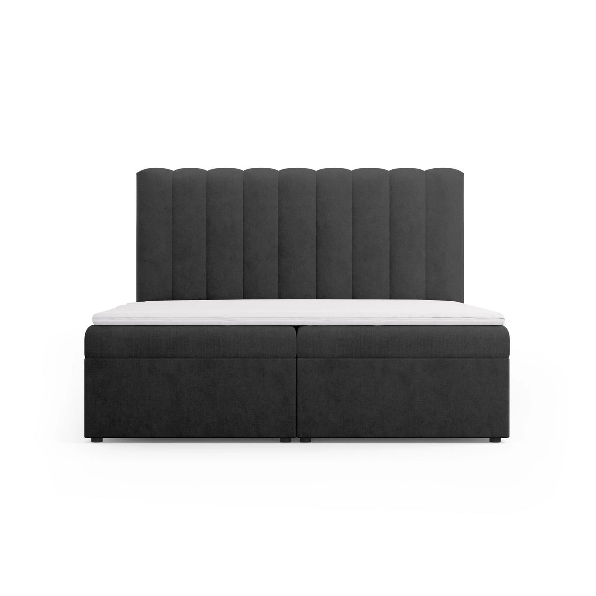 Kelp Boxspringbett mit Stauraum und Kopfteil in Strukturierter Stoff (Mol97) in Anthrazit, 180x200 cm – Bild 1