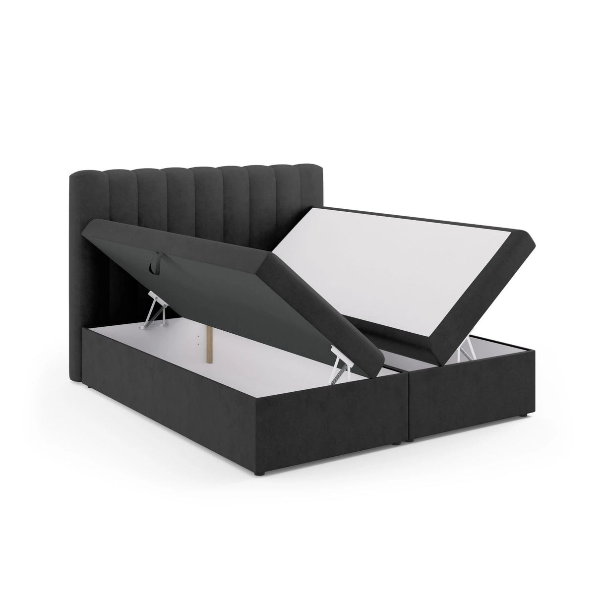 Kelp Boxspringbett mit Stauraum und Kopfteil in Strukturierter Stoff (Mol97) in Anthrazit, 180x200 cm – Bild 5