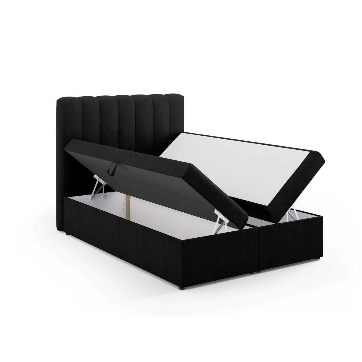 Kelp Boxspringbett mit Stauraum und Kopfteil in Strukturierter Stoff (Mol99) in Schwarz, 140x200 cm – Bild 5