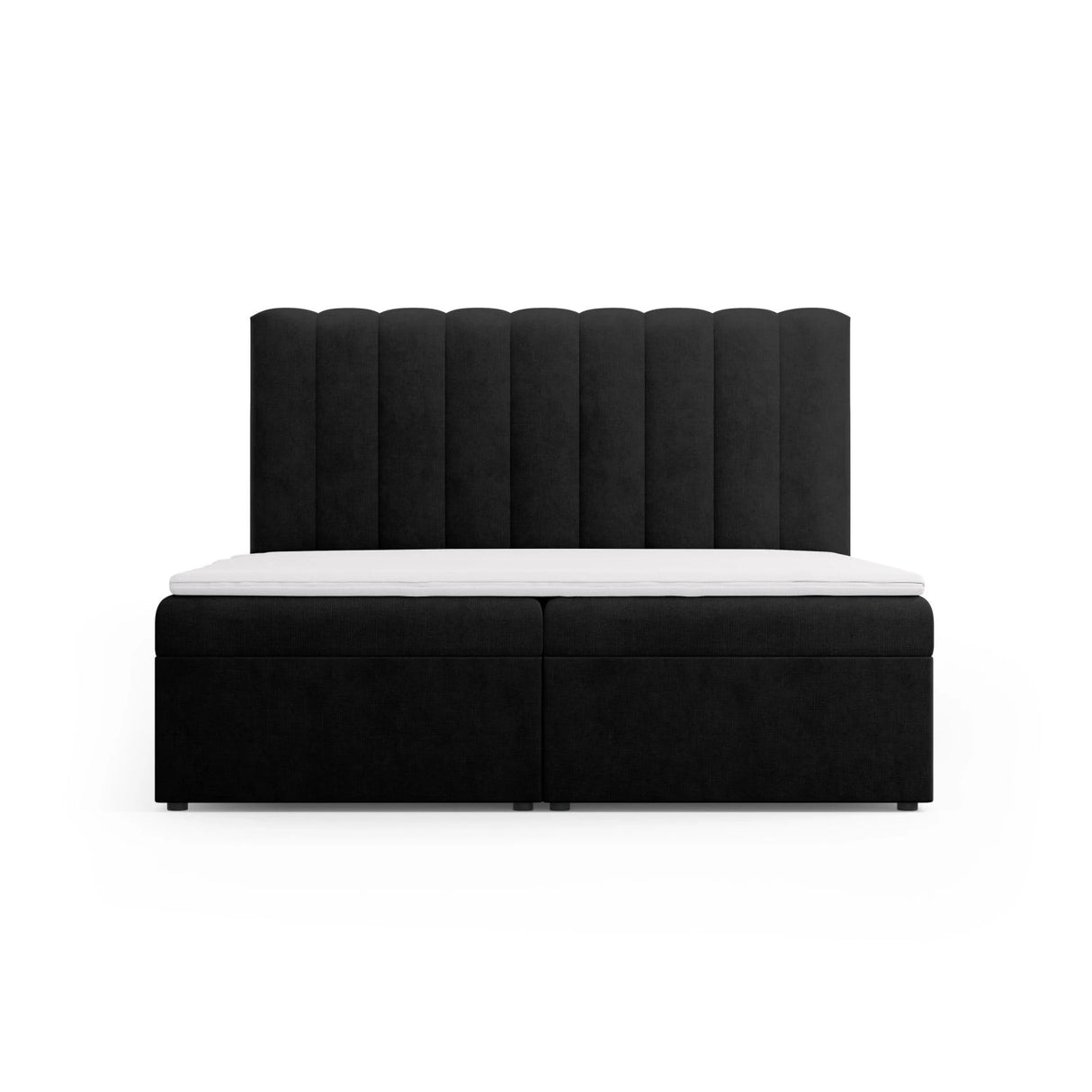 Kelp Boxspringbett mit Stauraum und Kopfteil in Strukturierter Stoff (Mol99) in Schwarz, 180x200 cm – Bild 1