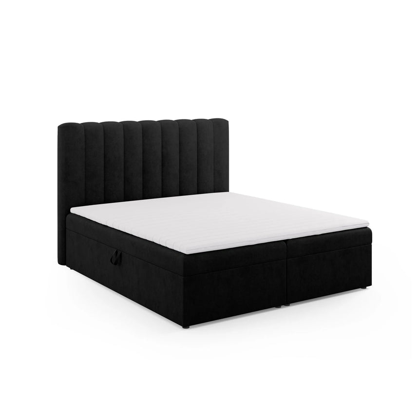Kelp Boxspringbett mit Stauraum und Kopfteil in Strukturierter Stoff (Mol99) in Schwarz, 180x200 cm – Bild 3