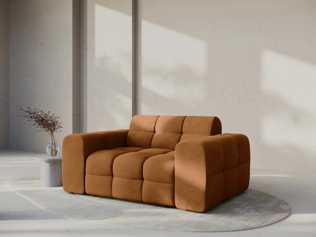 Kendal 2-Sitzer Sofa mit Bezug aus Samt (Ma2286) in Camel, 156x103 cm – Bild 2