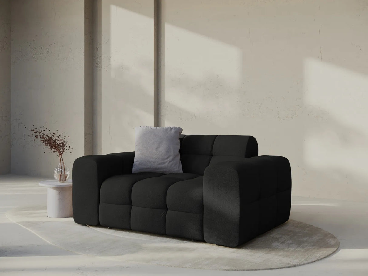 Kendal 2-Sitzer Sofa mit Bezug aus Strukturierter Stoff (Ota12) in Schwarz, 156x103 cm – Bild 2