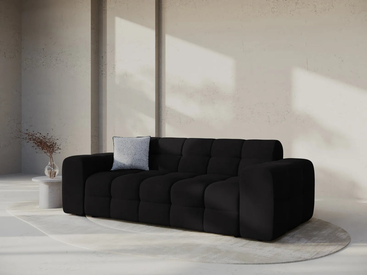 Kendal 3-Sitzer Sofa mit Bezug aus Samt (Ma2219) in Schwarz, 222x103 cm – Bild 2