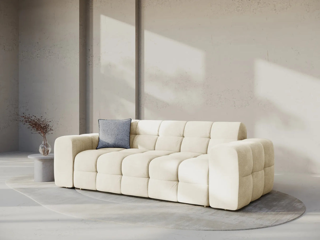Kendal 3-Sitzer Sofa mit Bezug aus Samt (Ma2256) in Elfenbein, 222x103 cm – Bild 2