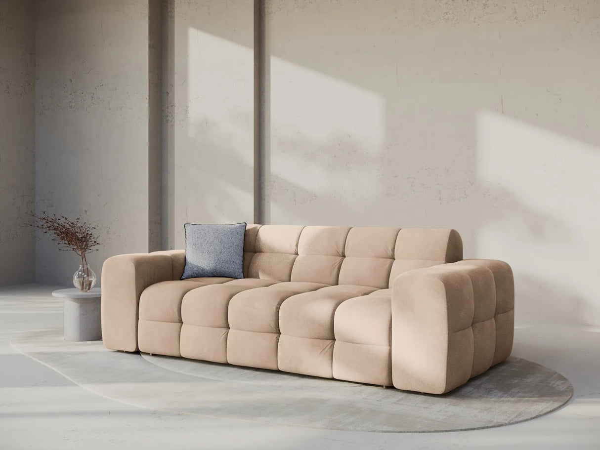 Kendal 3-Sitzer Sofa mit Bezug aus Samt (Ma2282) in Almond Beige, 222x103 cm – Bild 2