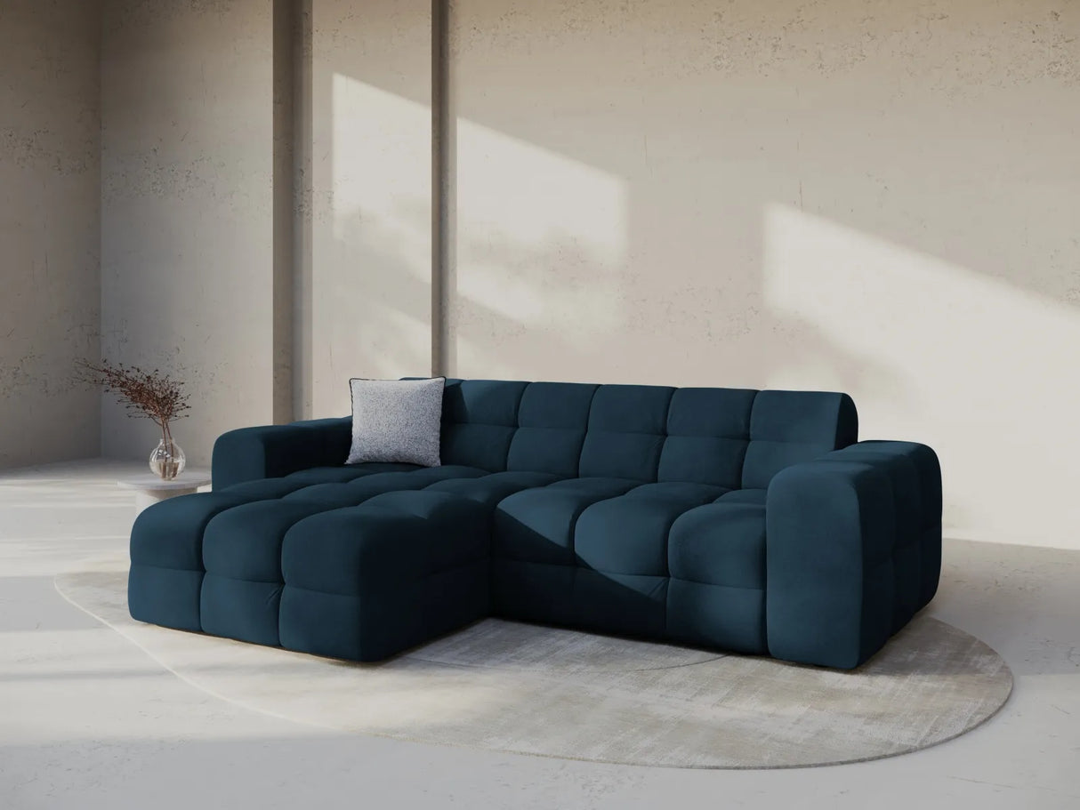 Kendal 4-Sitzer Ecksofa Links, mit Bezug aus Samt (Ma2211) in Marineblau, 256x173 cm – Bild 2