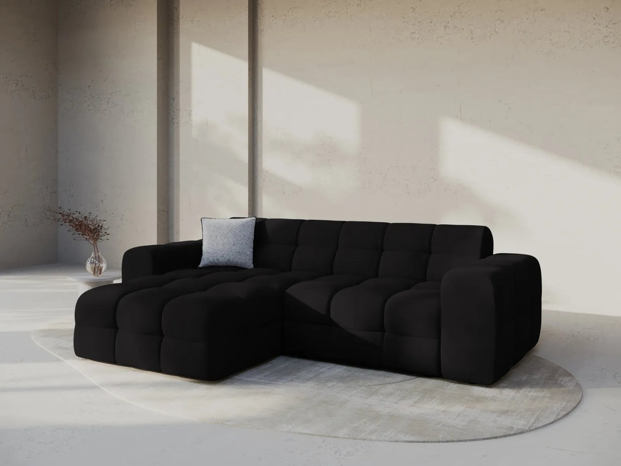 Kendal 4-Sitzer Ecksofa Links, mit Bezug aus Samt (Ma2219) in Schwarz, 256x173 cm – Bild 2