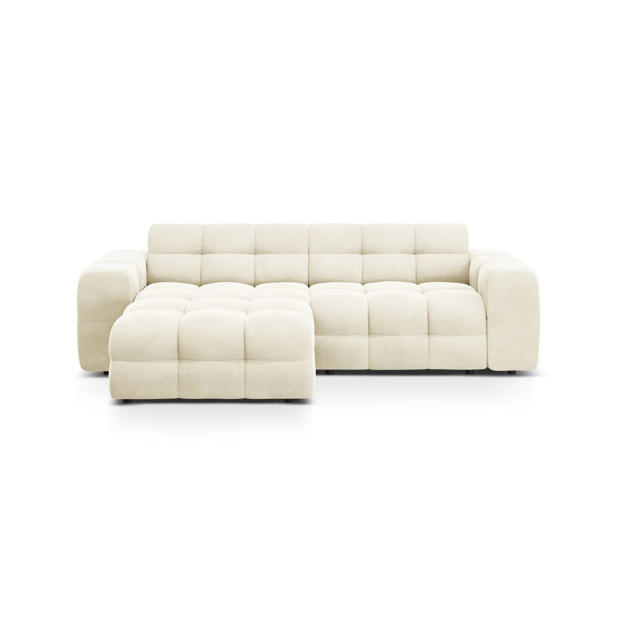 Kendal 4-Sitzer Ecksofa Links, mit Bezug aus Samt (Ma2256) in Elfenbein, 256x173 cm – Bild 1