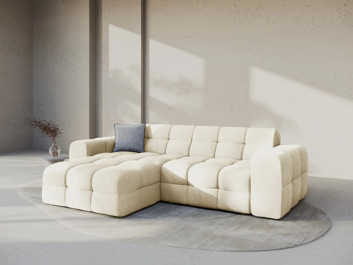 Kendal 4-Sitzer Ecksofa Links, mit Bezug aus Samt (Ma2256) in Elfenbein, 256x173 cm – Bild 2