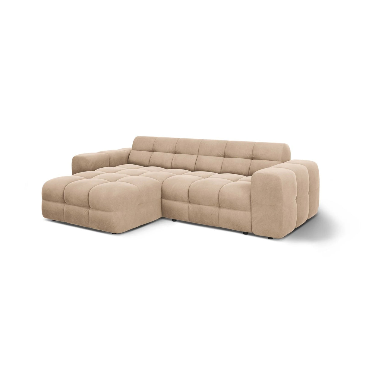 Kendal 4-Sitzer Ecksofa Links, mit Bezug aus Samt (Ma2282) in Almond Beige, 256x173 cm – Bild 4