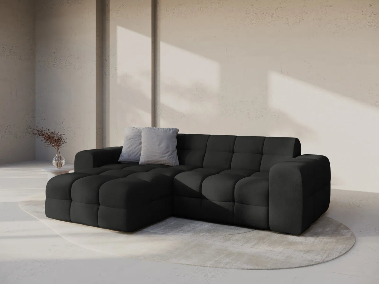 Kendal 4-Sitzer Ecksofa Links, mit Bezug aus Strukturierter Stoff (Ota12) in Schwarz, 256x173 cm – Bild 2