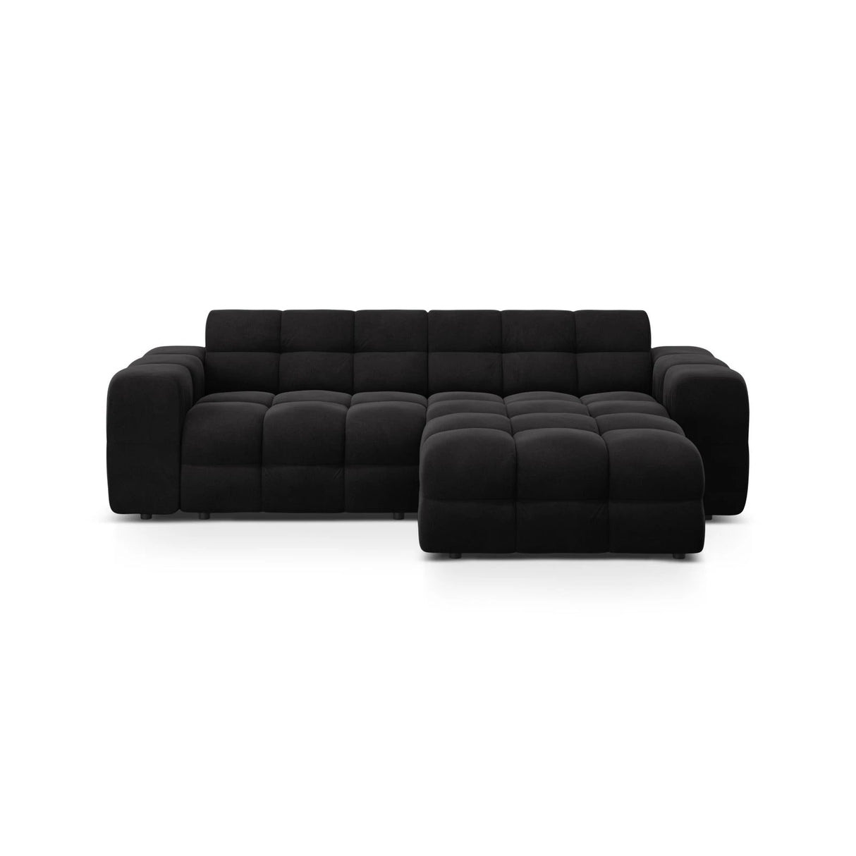 Kendal 4-Sitzer Ecksofa Rechts, mit Bezug aus Samt (Ma2219) in Schwarz, 256x173 cm – Bild 1