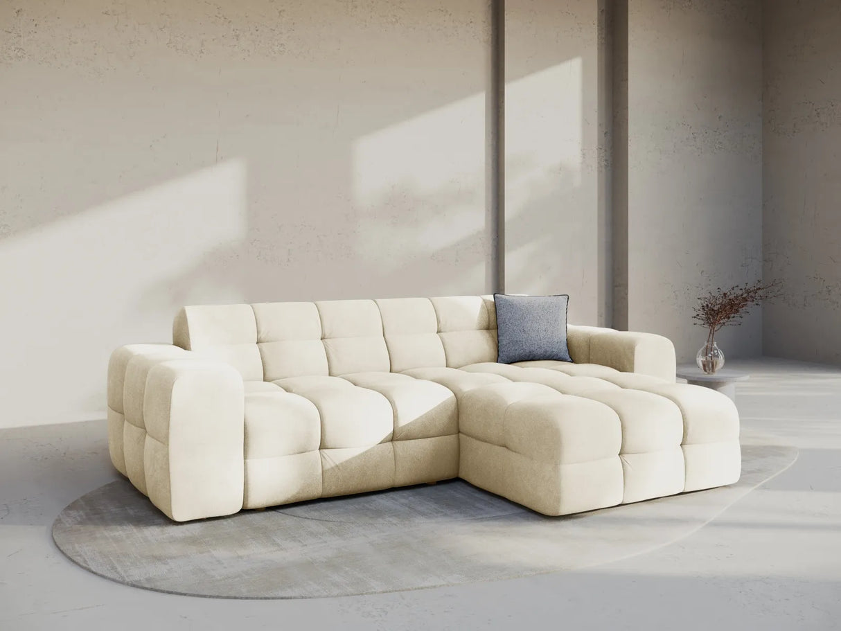 Kendal 4-Sitzer Ecksofa Rechts, mit Bezug aus Samt (Ma2256) in Elfenbein, 256x173 cm – Bild 2