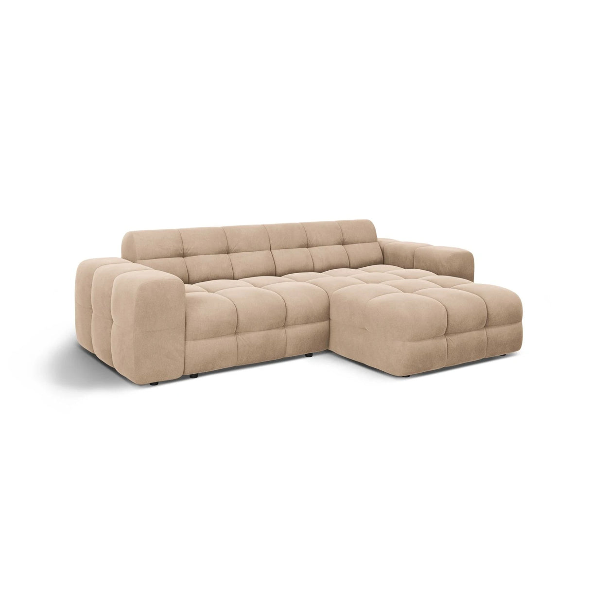 Kendal 4-Sitzer Ecksofa Rechts, mit Bezug aus Samt (Ma2282) in Almond Beige, 256x173 cm – Bild 4