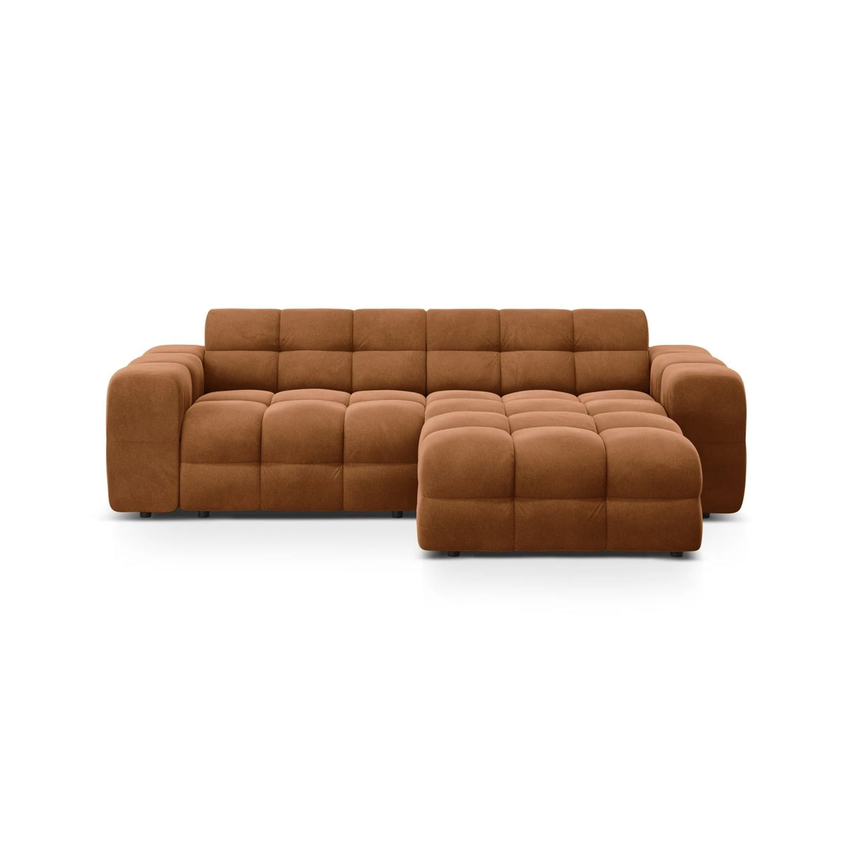 Kendal 4-Sitzer Ecksofa Rechts, mit Bezug aus Samt (Ma2286) in Camel, 256x173 cm – Bild 1