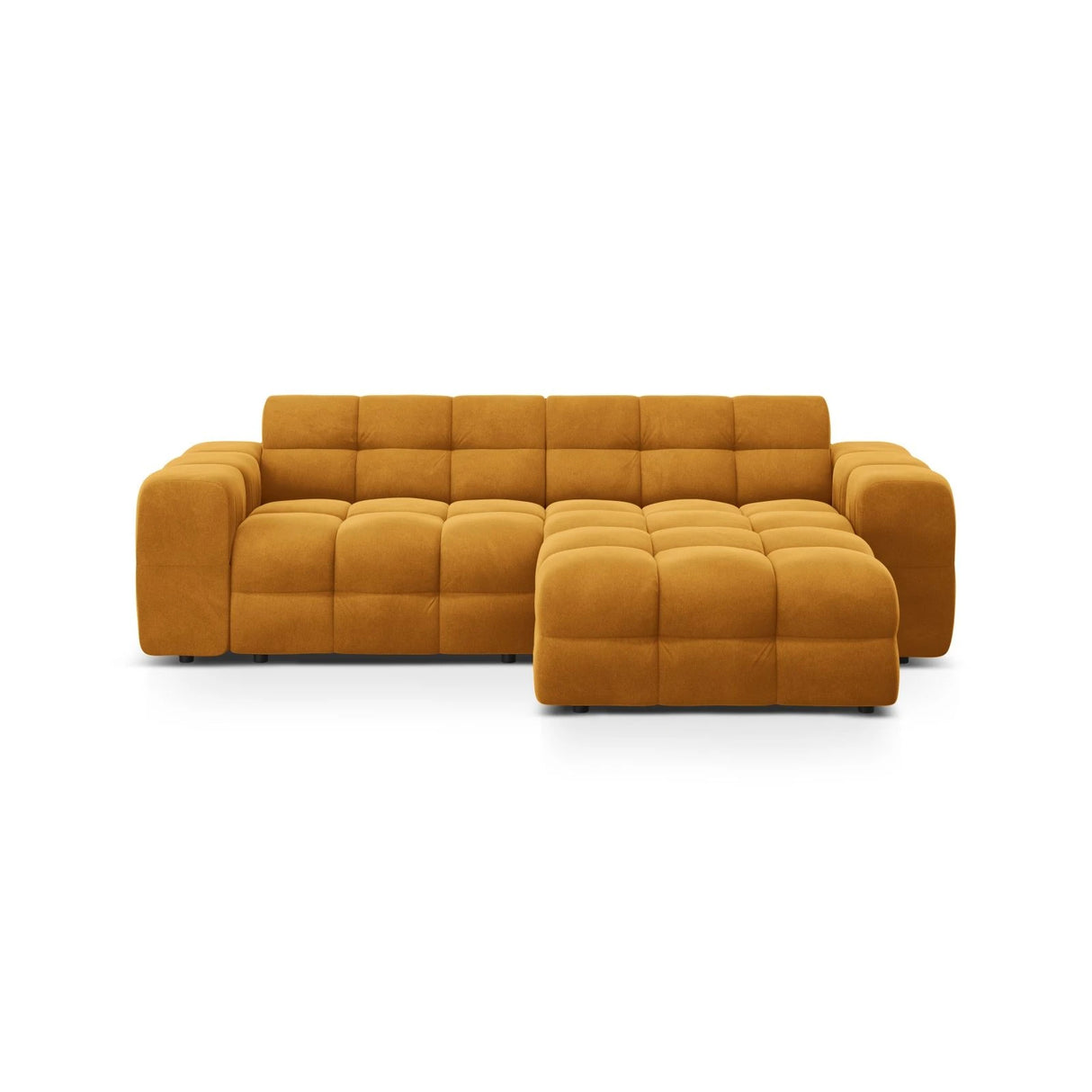 Kendal 4-Sitzer Ecksofa Rechts, mit Bezug aus Samt (Ma2288) in Mustard, 256x173 cm – Bild 1
