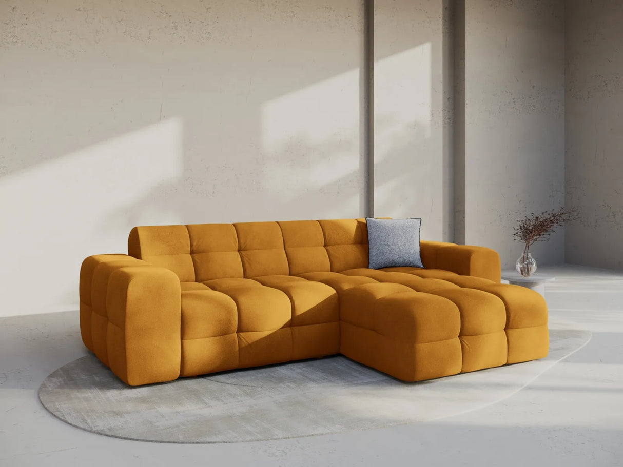 Kendal 4-Sitzer Ecksofa Rechts, mit Bezug aus Samt (Ma2288) in Mustard, 256x173 cm – Bild 2