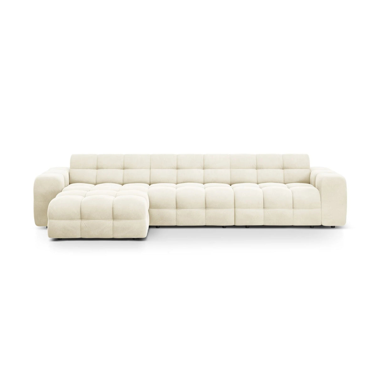 Kendal 5-Sitzer Ecksofa Links, mit Bezug aus Samt (Ma2256) in Elfenbein, 357x173 cm – Bild 1