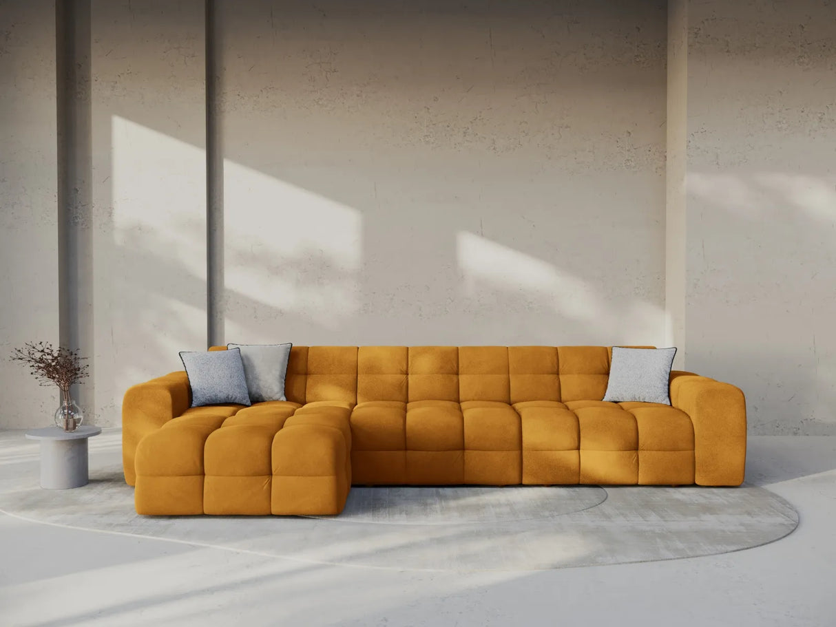 Kendal 5-Sitzer Ecksofa Links, mit Bezug aus Samt (Ma2288) in Mustard, 357x173 cm – Bild 2