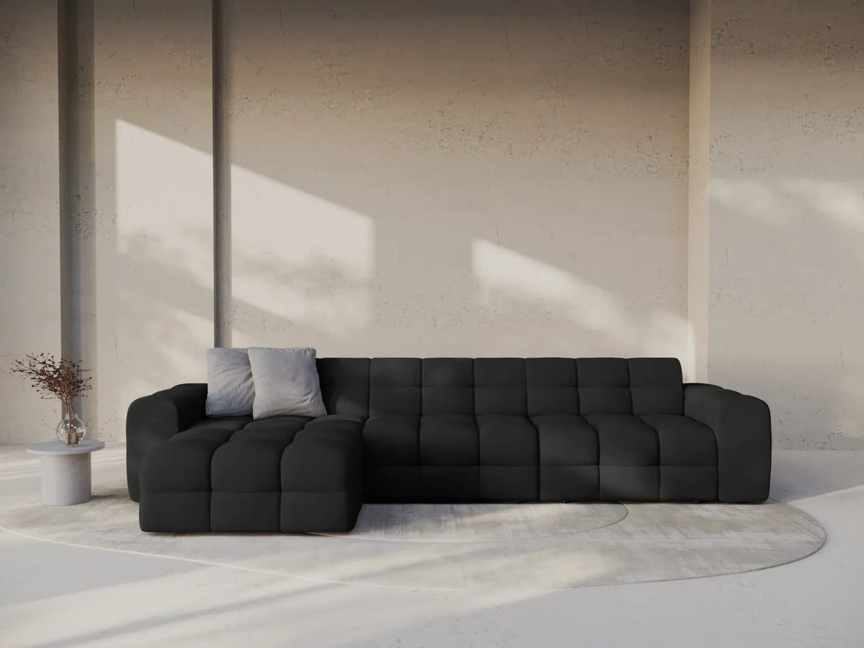 Kendal 5-Sitzer Ecksofa Links, mit Bezug aus Strukturierter Stoff (Ota12) in Schwarz, 357x173 cm – Bild 2