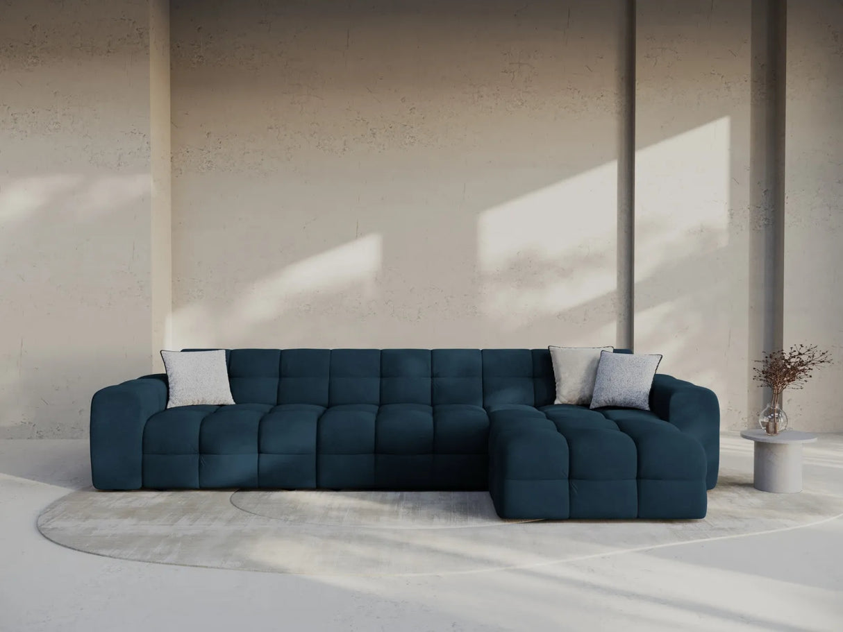 Kendal 5-Sitzer Ecksofa Rechts, mit Bezug aus Samt (Ma2211) in Marineblau, 357x173 cm – Bild 2