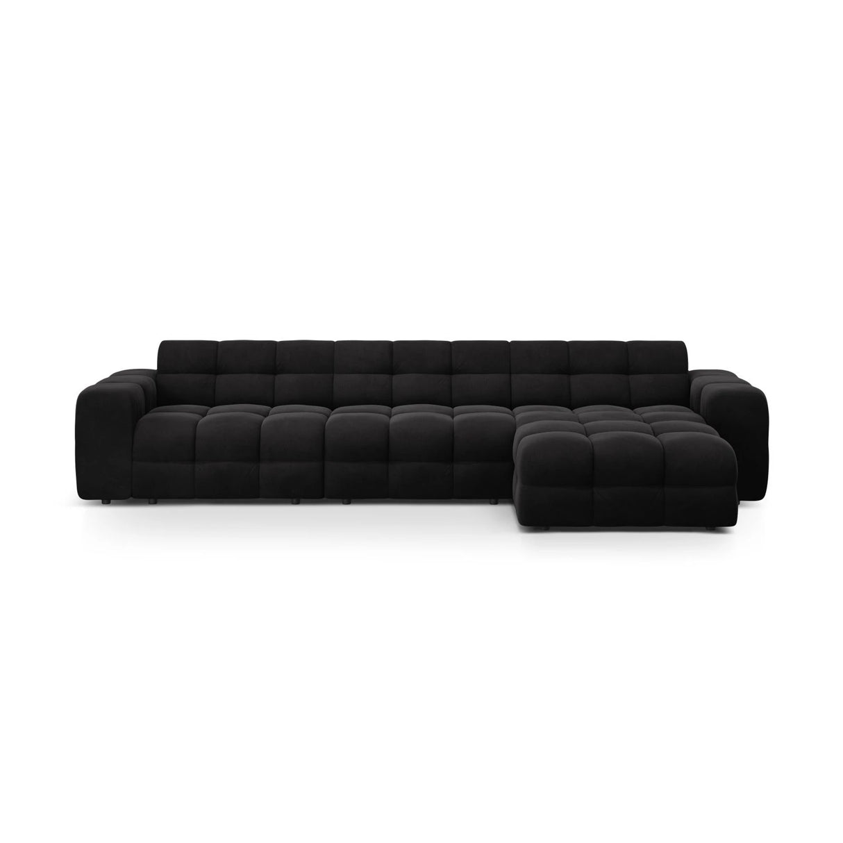 Kendal 5-Sitzer Ecksofa Rechts, mit Bezug aus Samt (Ma2219) in Schwarz, 357x173 cm – Bild 1