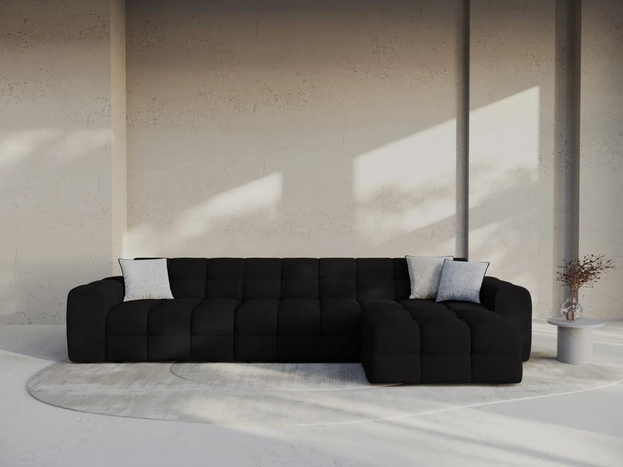 Kendal 5-Sitzer Ecksofa Rechts, mit Bezug aus Samt (Ma2219) in Schwarz, 357x173 cm – Bild 2