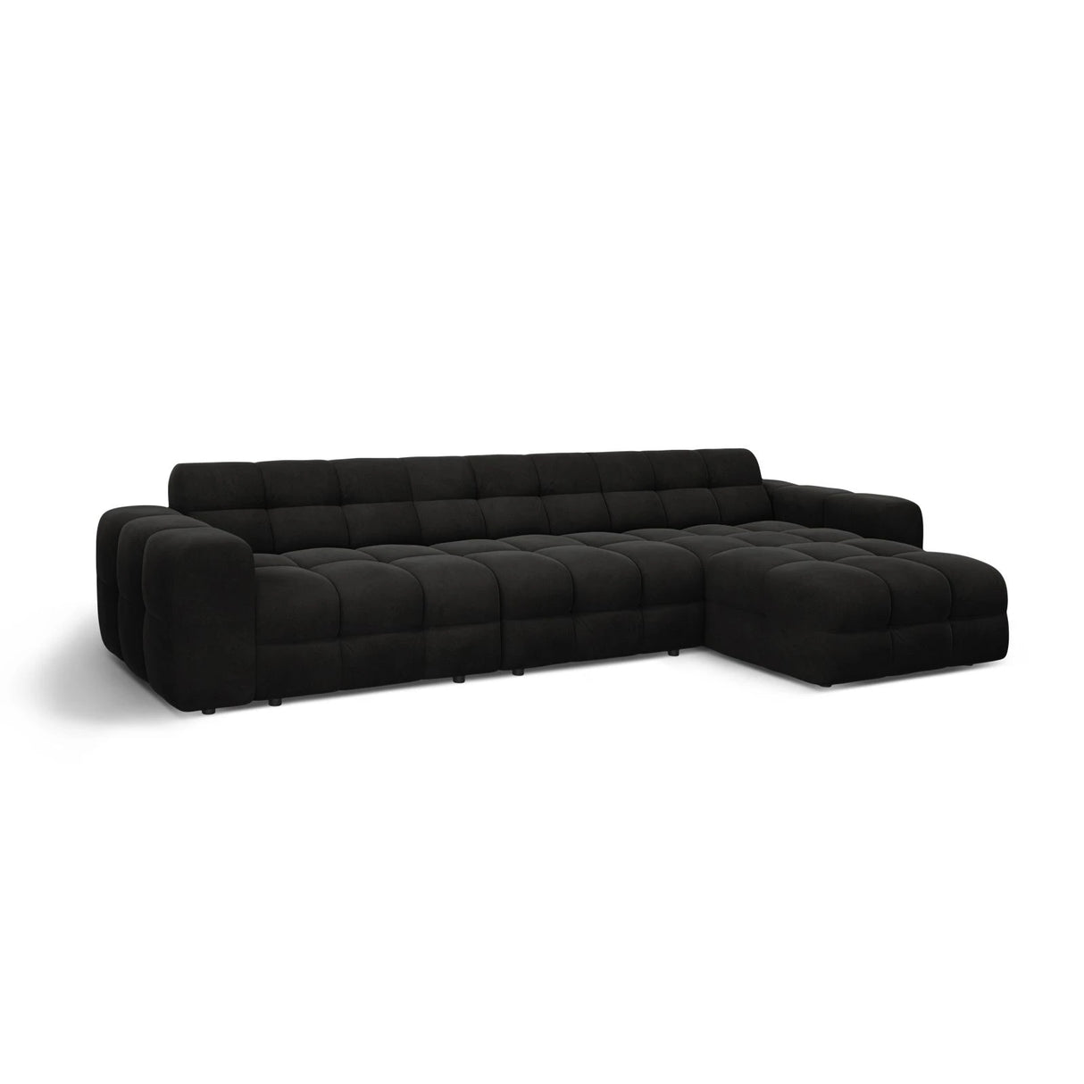 Kendal 5-Sitzer Ecksofa Rechts, mit Bezug aus Samt (Ma2219) in Schwarz, 357x173 cm – Bild 4