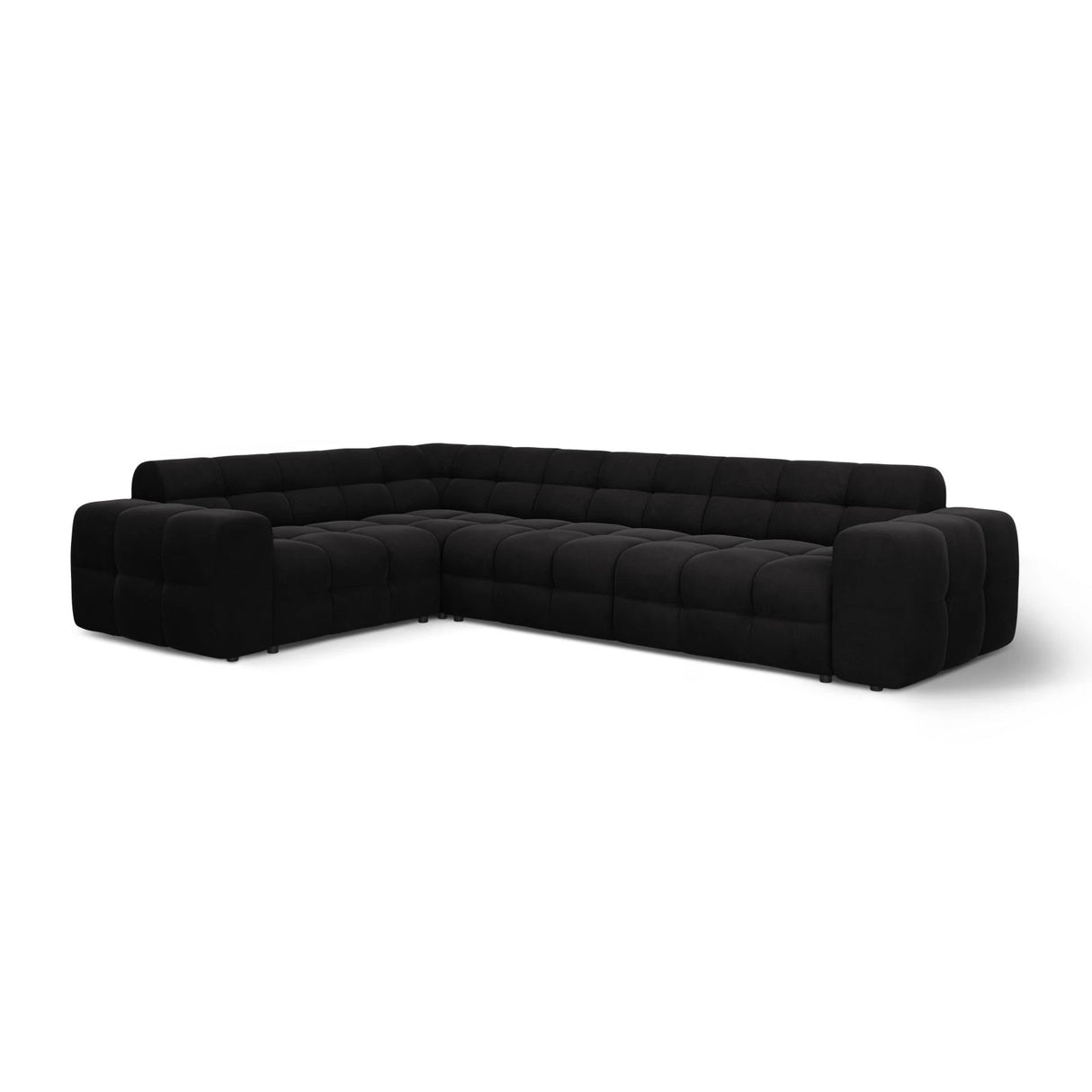 Kendal 6-Sitzer Ecksofa Links, mit Bezug aus Samt (Ma2219) in Schwarz, 332x231 cm – Bild 4
