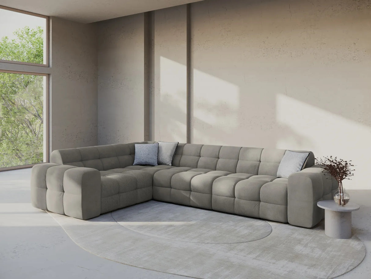 Kendal 6-Sitzer Ecksofa Links, mit Bezug aus Samt (Ma2241) in Dunkelgrau, 332x231 cm – Bild 2