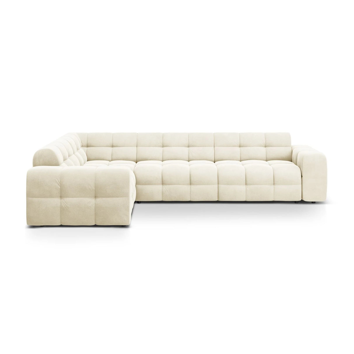 Kendal 6-Sitzer Ecksofa Links, mit Bezug aus Samt (Ma2256) in Elfenbein, 332x231 cm – Bild 1