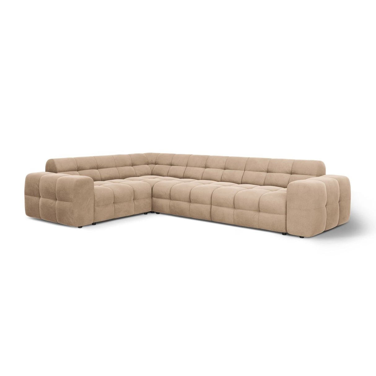 Kendal 6-Sitzer Ecksofa Links, mit Bezug aus Samt (Ma2282) in Almond Beige, 332x231 cm – Bild 4