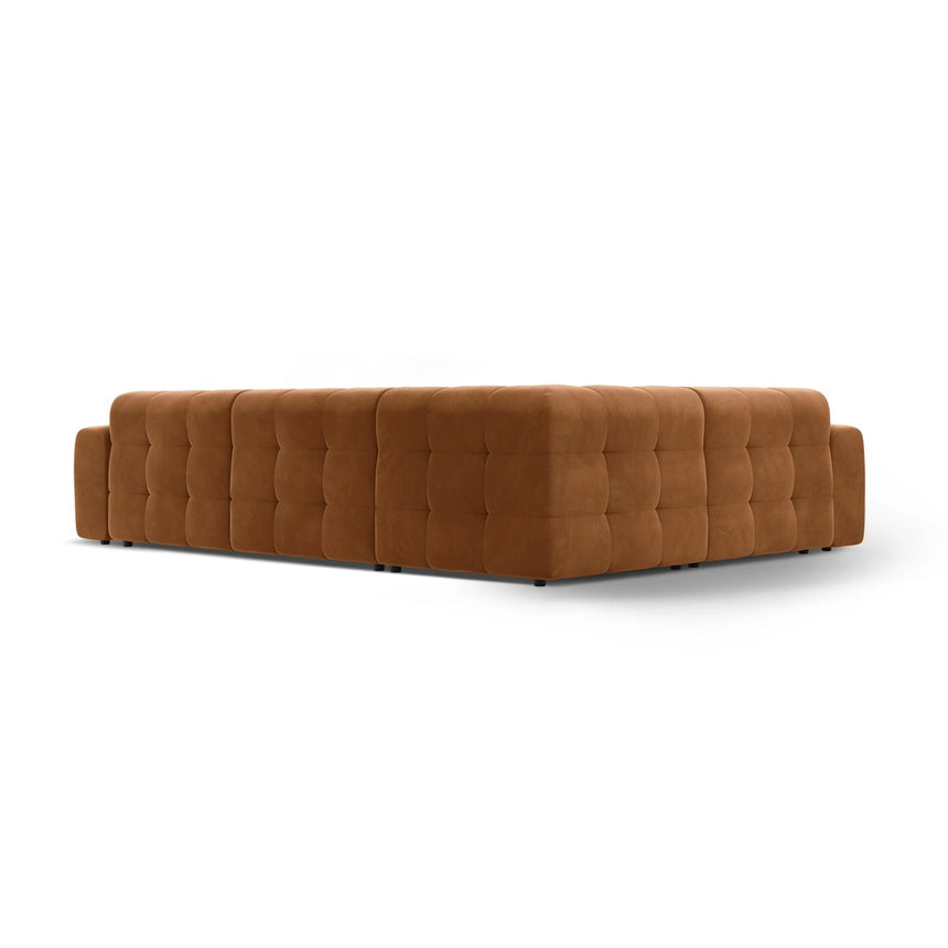 Kendal 6-Sitzer Ecksofa Links, mit Bezug aus Samt (Ma2286) in Camel, 332x231 cm – Bild 5