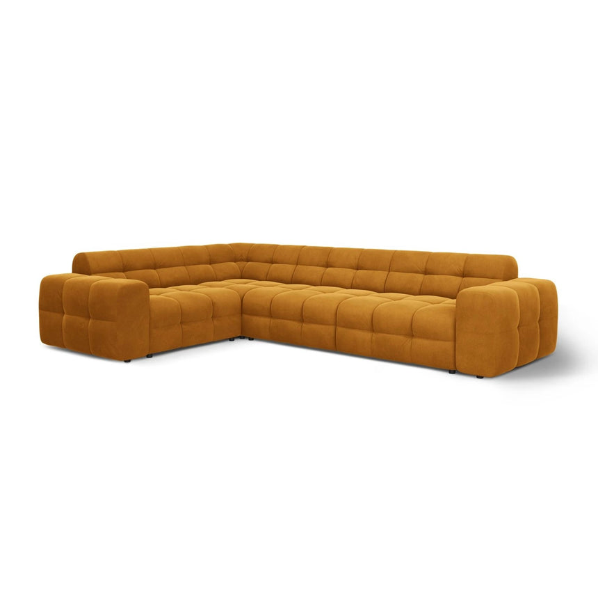Kendal 6-Sitzer Ecksofa Links, mit Bezug aus Samt (Ma2288) in Mustard, 332x231 cm – Bild 4