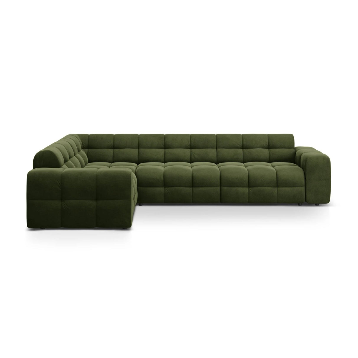 Kendal 6-Sitzer Ecksofa Links, mit Bezug aus Samt (Ma2295) in Army Green, 332x231 cm – Bild 1