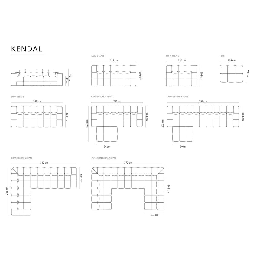 Kendal 6-Sitzer Ecksofa Links, mit Bezug aus Samt oder Strukturstoff, 332x231 cm – Bild 3