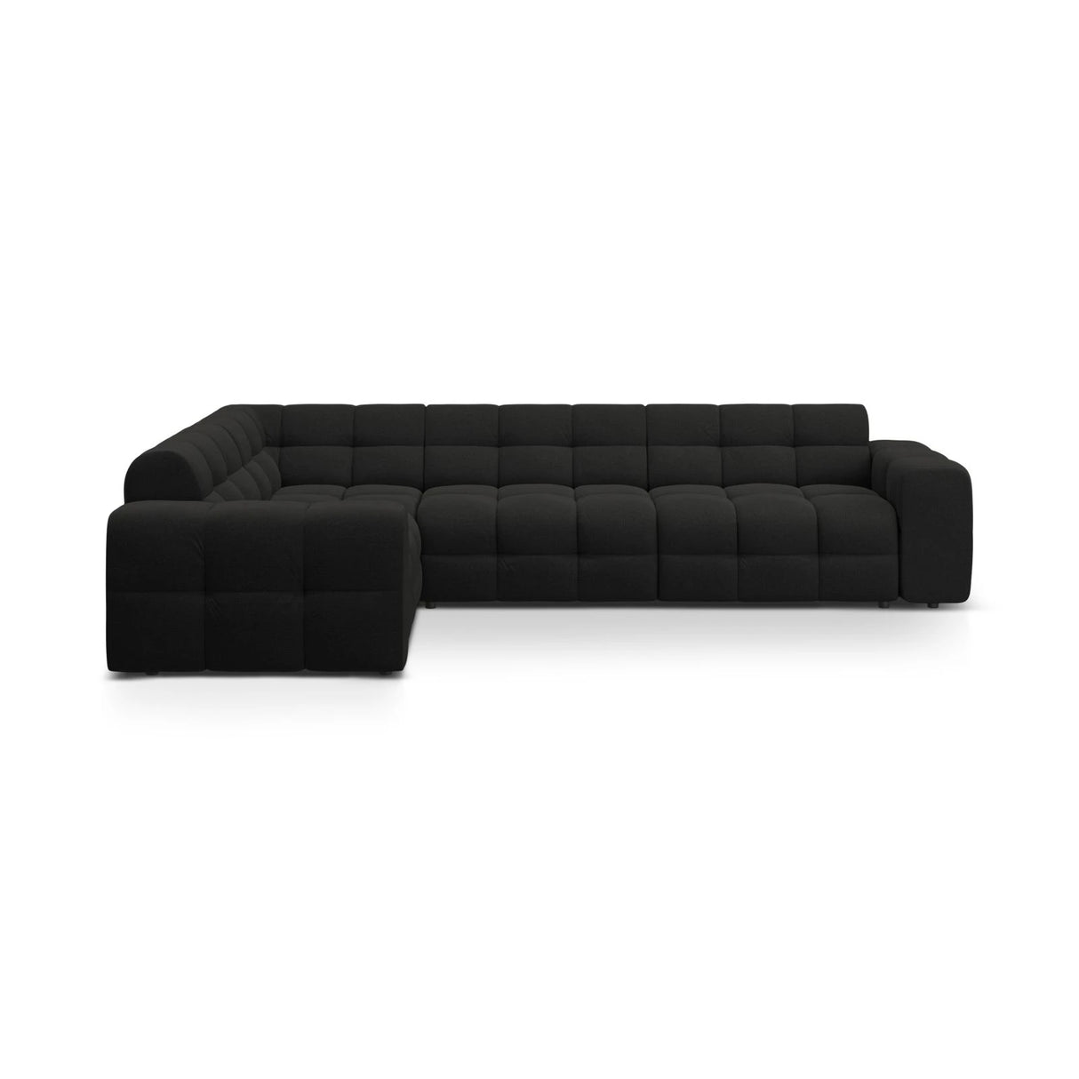 Kendal 6-Sitzer Ecksofa Links, mit Bezug aus Strukturierter Stoff (Ota12) in Schwarz, 332x231 cm – Bild 1