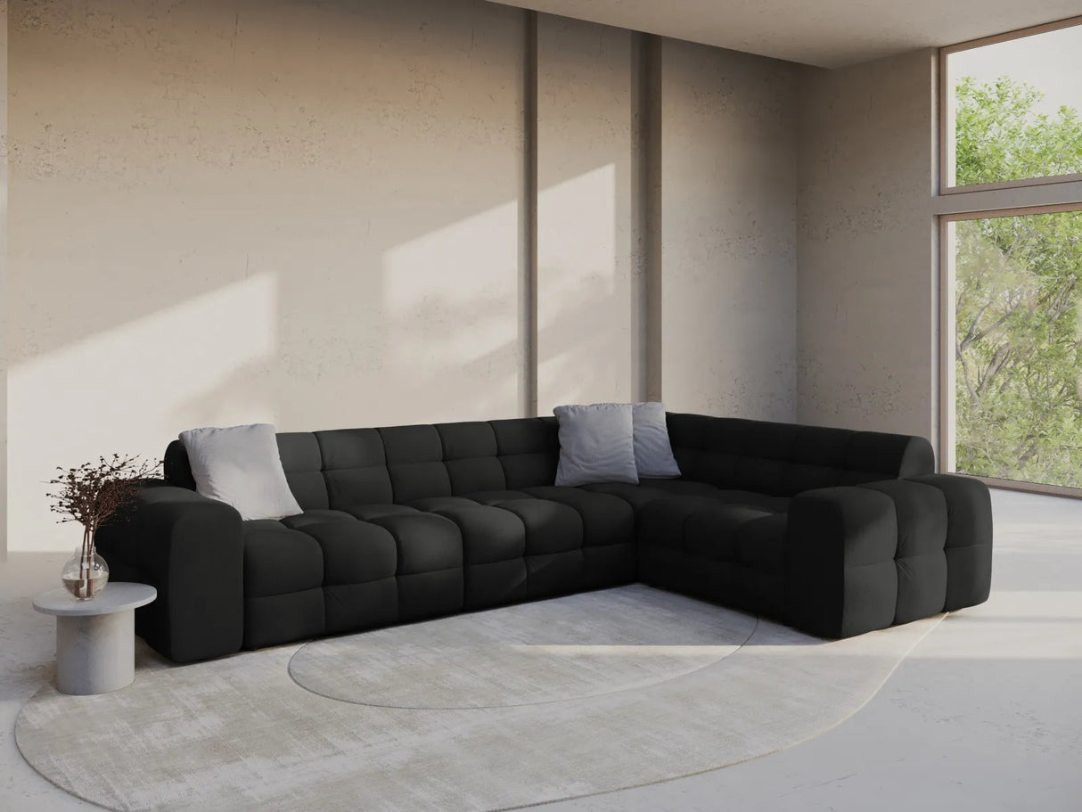 Kendal 6-Sitzer Ecksofa Rechts, mit Bezug aus Strukturierter Stoff (Ota12) in Schwarz, 332x231 cm – Bild 2