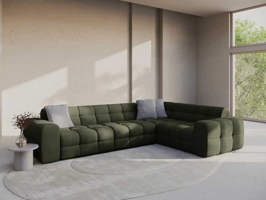 Kendal 6-Sitzer Ecksofa Rechts, mit Bezug aus Strukturierter Stoff (Ota13) in Amazon grün, 332x231 cm – Bild 2