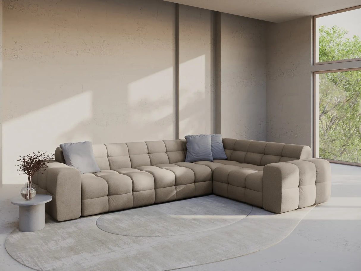 Kendal 6-Sitzer Ecksofa Rechts, mit Bezug aus Strukturierter Stoff (Ota7) in Dunkelbeige, 332x231 cm – Bild 2