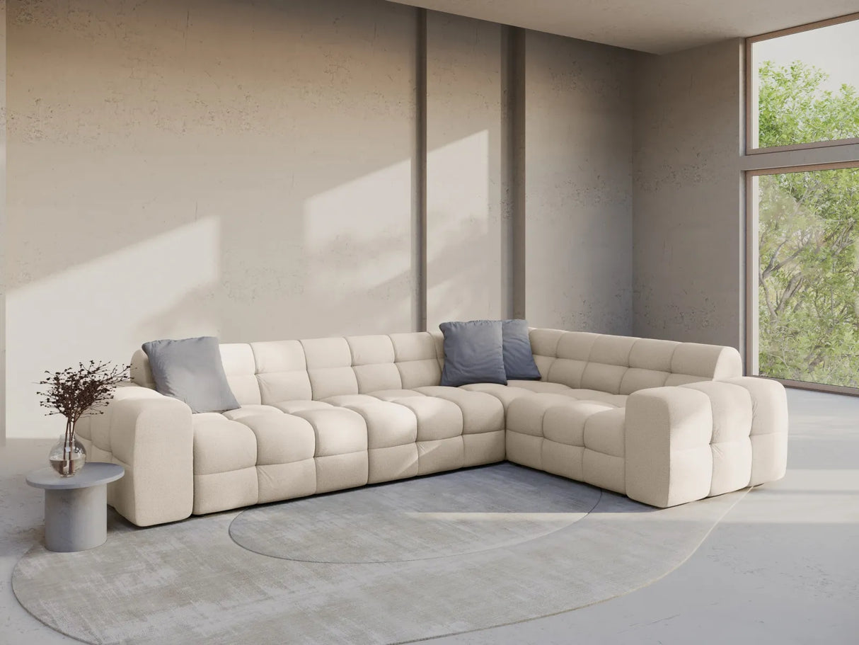 Kendal 6-Sitzer Ecksofa Rechts, mit Bezug aus Strukturierter Stoff (Ota8) in Beige, 332x231 cm – Bild 2