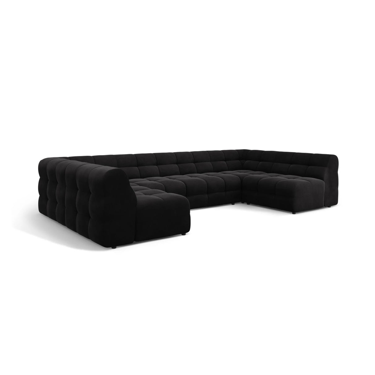 Kendal 7-Sitzer Panorama-Sofa mit Bezug aus Samt (Ma2219) in Schwarz, 372x203 cm – Bild 4