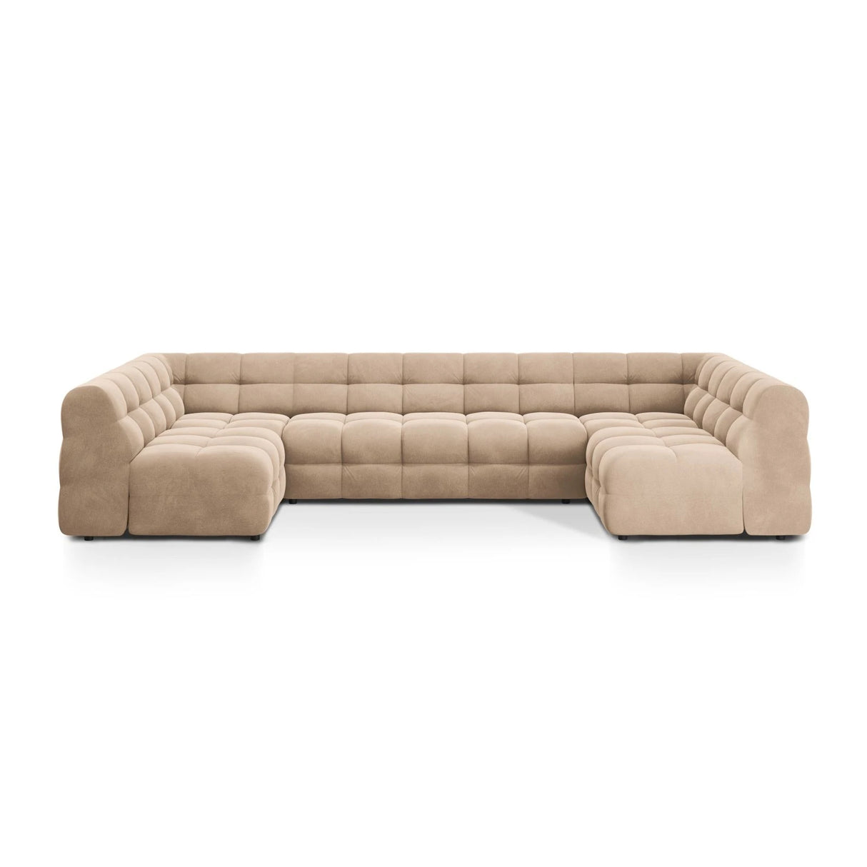 Kendal 7-Sitzer Panorama-Sofa mit Bezug aus Samt (Ma2282) in Almond Beige, 372x203 cm – Bild 1