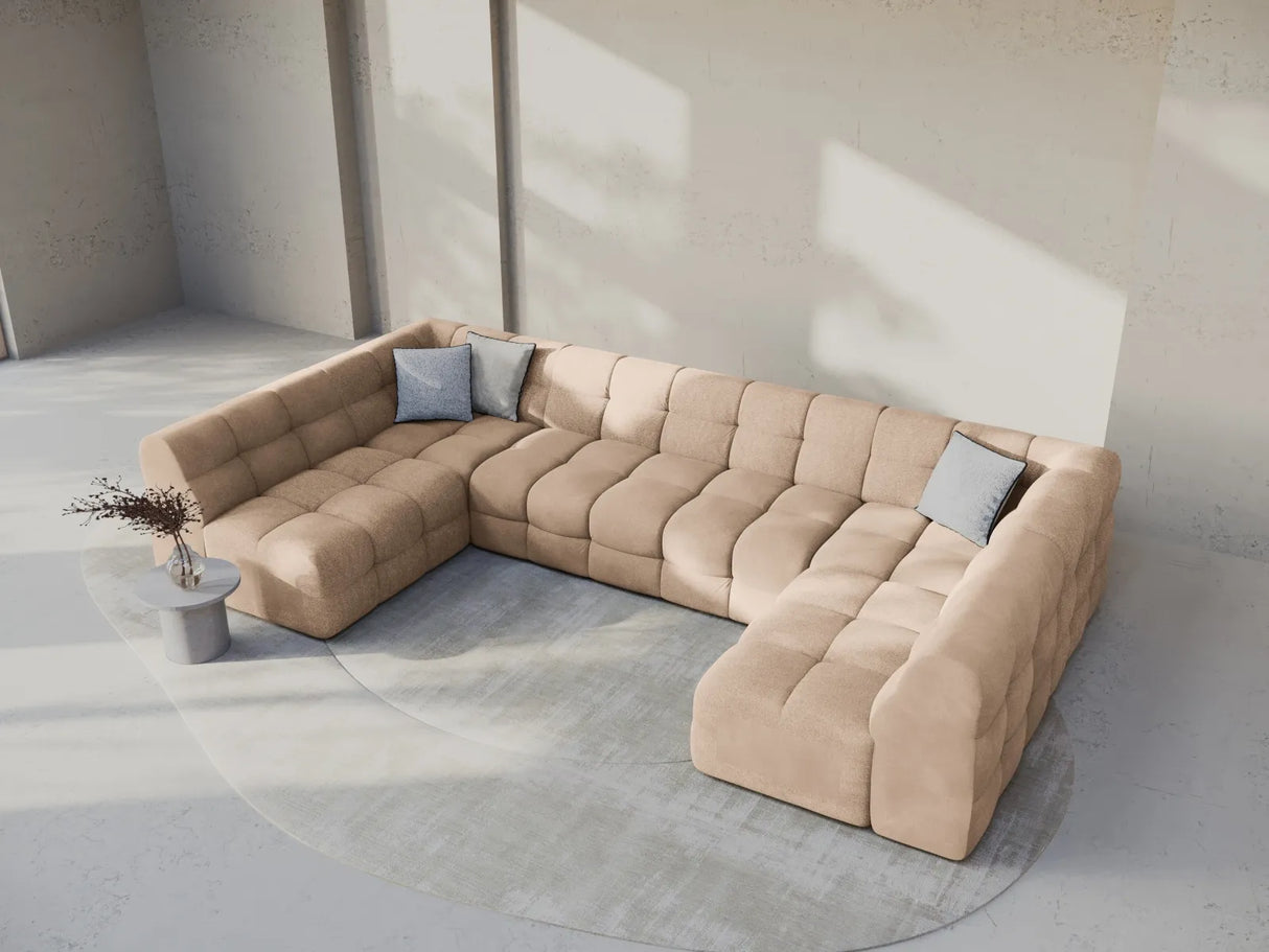 Kendal 7-Sitzer Panorama-Sofa mit Bezug aus Samt (Ma2282) in Almond Beige, 372x203 cm – Bild 2