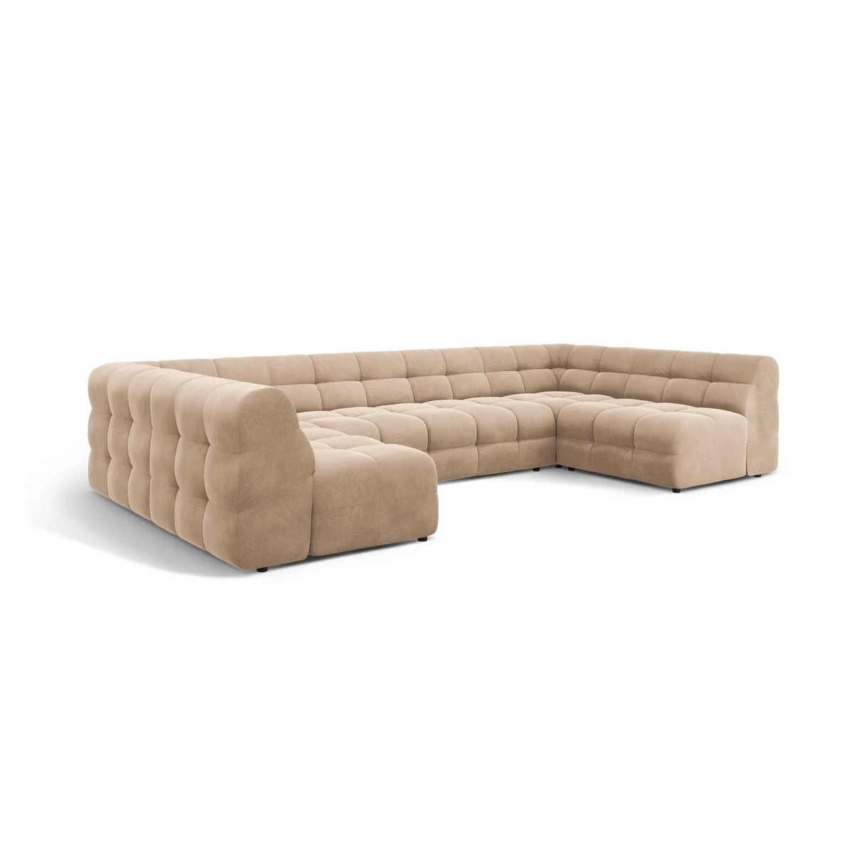 Kendal 7-Sitzer Panorama-Sofa mit Bezug aus Samt (Ma2282) in Almond Beige, 372x203 cm – Bild 4