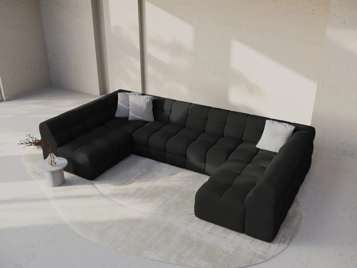 Kendal 7-Sitzer Panorama-Sofa mit Bezug aus Strukturierter Stoff (Ota12) in Schwarz, 372x203 cm – Bild 2