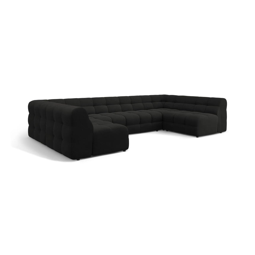 Kendal 7-Sitzer Panorama-Sofa mit Bezug aus Strukturierter Stoff (Ota12) in Schwarz, 372x203 cm – Bild 4