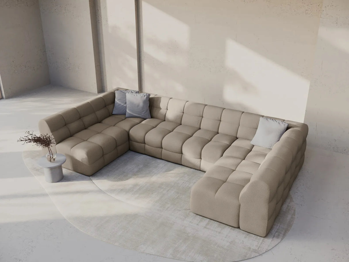 Kendal 7-Sitzer Panorama-Sofa mit Bezug aus Strukturierter Stoff (Ota7) in Dunkelbeige, 372x203 cm – Bild 2
