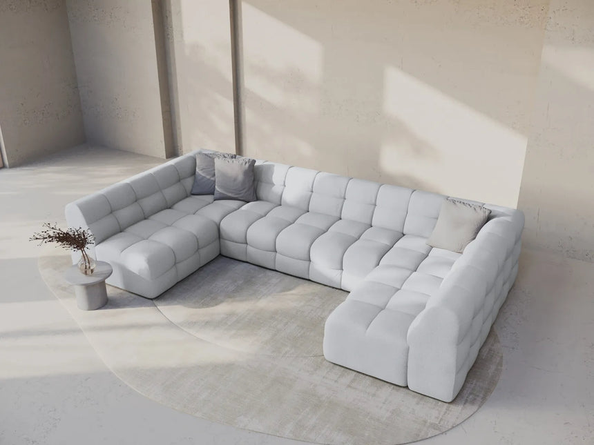 Kendal 7-Sitzer Panorama-Sofa mit Bezug aus Strukturierter Stoff (Ota9) in Hellgrau, 372x203 cm – Bild 2
